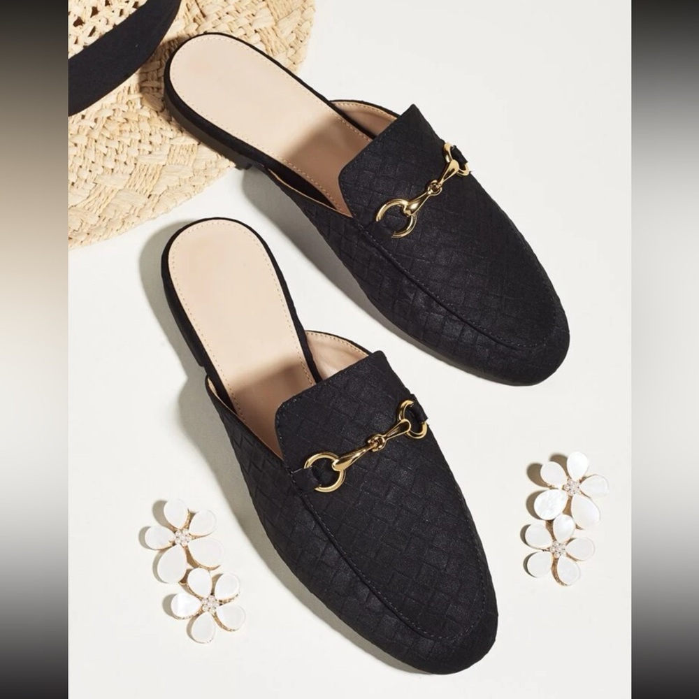 Black Woven Loafers